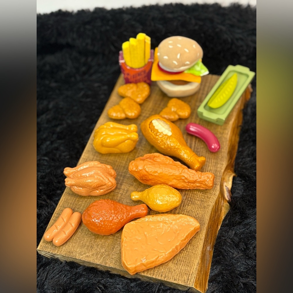 Playful Feast Kids Toy Food Set Burger Fries Pickle Plastic Pretend Play Lot